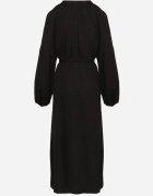 maja studio Rochie Neagră din Vâscoză cu Croi Oversize cu Broderie Decorativă Naleniel