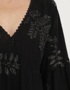 maja studio Rochie Neagră din Viscoză Cloș cu Broderii Metalice Fennala