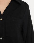 maja studio Rochie Neagră Tip cămașă cu In și Viscoză cu Mâneci Reglabile Melvezia