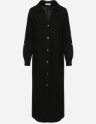 maja studio Rochie Neagră Tip cămașă cu In și Viscoză cu Mâneci Reglabile Melvezia