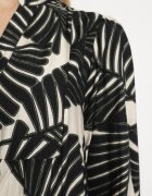 maja studio Rochie Neagră Viscoză Evazată cu Imprimeu Frunze Rivvesa