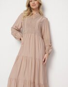maja studio Rochie vâscoză bej Boho cu croială evazată cu elastic și dantelă Gonillea