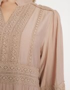 maja studio Rochie vâscoză bej Boho cu croială evazată cu elastic și dantelă Gonillea