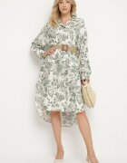 maja studio Rochie Verde din Viscoză Tip Cămașă cu Imprimeu Floral Varvesa