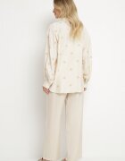 maja studio Set Bej din Viscoză cu croială Oversize Cămașă cu Broderie și Pantaloni Sadeonna