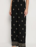 maja studio Set Negru din Viscoză Decorat cu Broderie Cămașă și Pantaloni Oversize Iffiselle