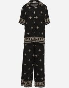 maja studio Set Negru din Viscoză Decorat cu Broderie Cămașă și Pantaloni Oversize Iffiselle