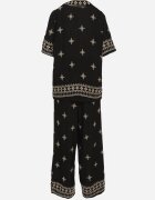 maja studio Set Negru din Viscoză Decorat cu Broderie Cămașă și Pantaloni Oversize Iffiselle