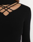  Maletă Negru cu Tricot Reiat și Decupaj Dessiva