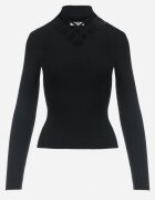 Maletă Negru cu Tricot Reiat și Decupaj Dessiva
