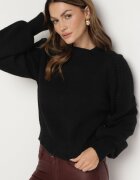 manosque Pulover Negru Guler semi-înalt cu Viscoză și Împletitură Decorativă pe Mâneci Sinovira