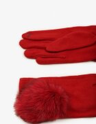  Mănuși Bordeaux cu Bumbac și Pompon Decorativ Sadelira