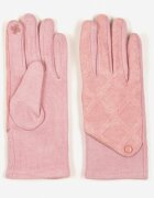  Mănuși Roz din Tricot decorate cu un Buton Elegant Senellia