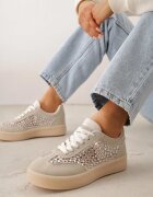 marquiiz Adidași Bej cu Talpă Groasă Decorați cu Zirconii Orinrya
