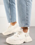 marquiiz Adidași Bej Streetwear pe Talpă cu Reliefuri și Velcro Zilanne