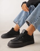 marquiiz Adidași Negri cu Talpă Groasă cu Zirconii Catith