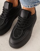 marquiiz Adidași Negri cu Talpă Groasă cu Zirconii Catith