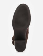 marquiiz Botine cu toc gros și margini decorative Arvetip cu efect plisat Maro