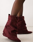 marquiiz Botine cu Toc și Tijă Răsucită Fronsată Zehira Bordo