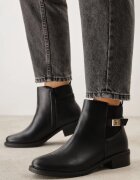 marquiiz Botine elegante cu talpă joasă (tip chelsea) și curea decorativă Viwila Negre