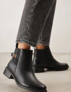 marquiiz Botine elegante cu talpă joasă (tip chelsea) și curea decorativă Viwila Negre