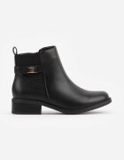 marquiiz Botine elegante cu talpă joasă (tip chelsea) și curea decorativă Viwila Negre