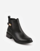 marquiiz Botine elegante cu talpă joasă (tip chelsea) și curea decorativă Viwila Negre