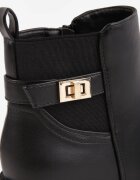 marquiiz Botine elegante cu talpă joasă (tip chelsea) și curea decorativă Viwila Negre