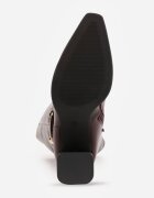 marquiiz Cizme elegante până la genunchi pe toc gros decorate cu o cataramă metalică Marene Bordo