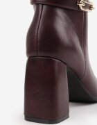 marquiiz Cizme elegante până la genunchi pe toc gros decorate cu o cataramă metalică Marene Bordo