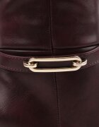 marquiiz Cizme elegante până la genunchi pe toc gros decorate cu o cataramă metalică Marene Bordo