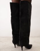 marquiiz Cizme elegante pe toc cui peste genunchi cu guler răsfrânt Nines Negre