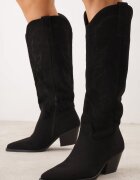marquiiz Cizme în stil cowboy cu toc conic și model brodat Melanise Negre