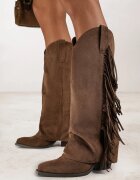 marquiiz Cizme Maro Cowboy cu toc cu carâmb răsfrânt cu franjuri Monasatia