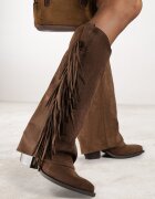 marquiiz Cizme Maro Cowboy cu toc cu carâmb răsfrânt cu franjuri Monasatia