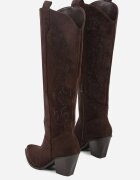 marquiiz Cizme maro închis stil cowboy pe toc conic cu carâmb cu model de strasuri Nalimia