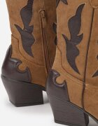 marquiiz Cizme Maro Stil Cowboy cu Toc Conic Decorate cu Imprimeu Astille