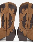 marquiiz Cizme Maro Stil Cowboy cu Toc Conic Decorate cu Imprimeu Astille