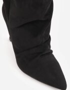 marquiiz Cizme simple pe toc stiletto cu carâmb fronjat din imitatie de piele intoarsa Nicene Negre