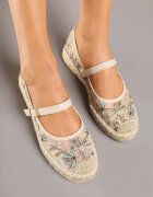 marquiiz Espadrile bej tip plasă cu talpă împletită cu baretă și cataramă și broderie Vilritia