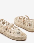 marquiiz Espadrile bej tip plasă cu talpă împletită cu baretă și cataramă și broderie Vilritia