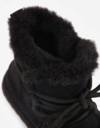 marquiiz Ghete de zăpadă cu șireturi cu talpă groasă și inserții cu blană Vedder Negre