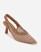 marquiiz Pantofi cu toc maro decupați din împletitură slingback cu toc cui Akisishia
