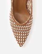 marquiiz Pantofi cu toc maro decupați din împletitură slingback cu toc cui Akisishia