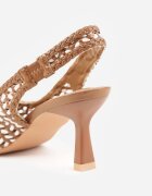 marquiiz Pantofi cu toc maro decupați din împletitură slingback cu toc cui Akisishia