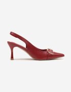 marquiiz Sandale Bordeaux cu toc stiletto fără călcâi cu cataramă metalică Polliviana