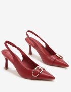 marquiiz Sandale Bordeaux cu toc stiletto fără călcâi cu cataramă metalică Polliviana