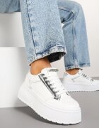 marquiiz Sneakers Albi cu Talpă Groasă cu Cusături Decorative Tataniel