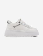 marquiiz Sneakers Albi cu Talpă Groasă cu Cusături Decorative Tataniel