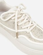 marquiiz Sneakers Bej pe Talpă Groasă cu Zirconii Catith